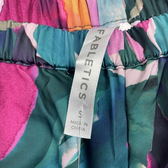 Fabletics Sleep Pant Womens Small Painted Tulips Pink Green Lounge Pajama Pants - Picture 6 of 12